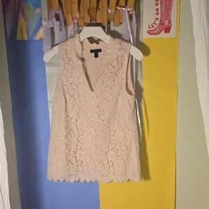 J Crew Elegant Lace Sleeveless Top - Cream